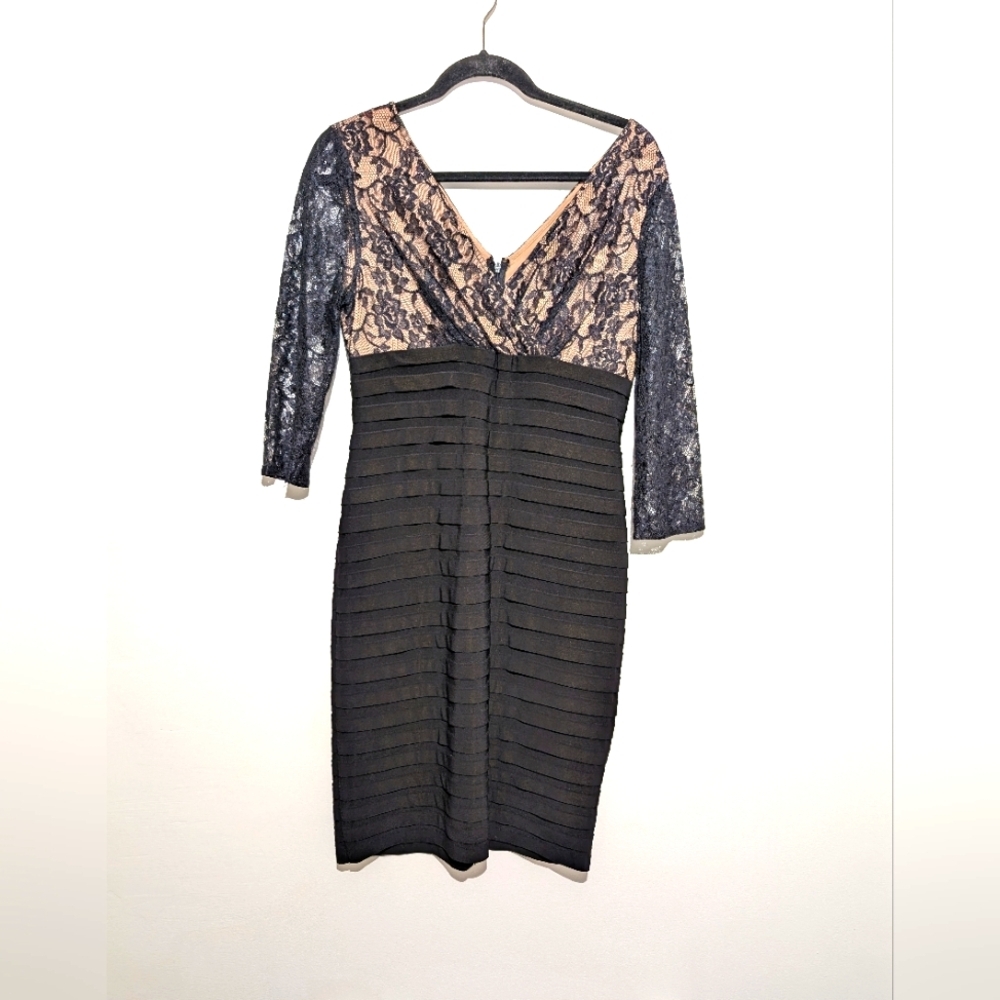 Elegant Black and Cream Lace Dress